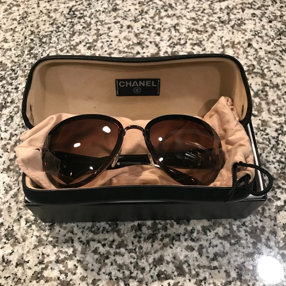 Authentic Chanel brown aviator sunglasses